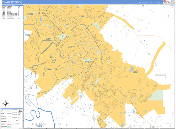 College Station, TX Zip Code Map